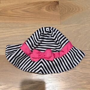 Gymboree Black and White Striped Hat with Pink Bow
